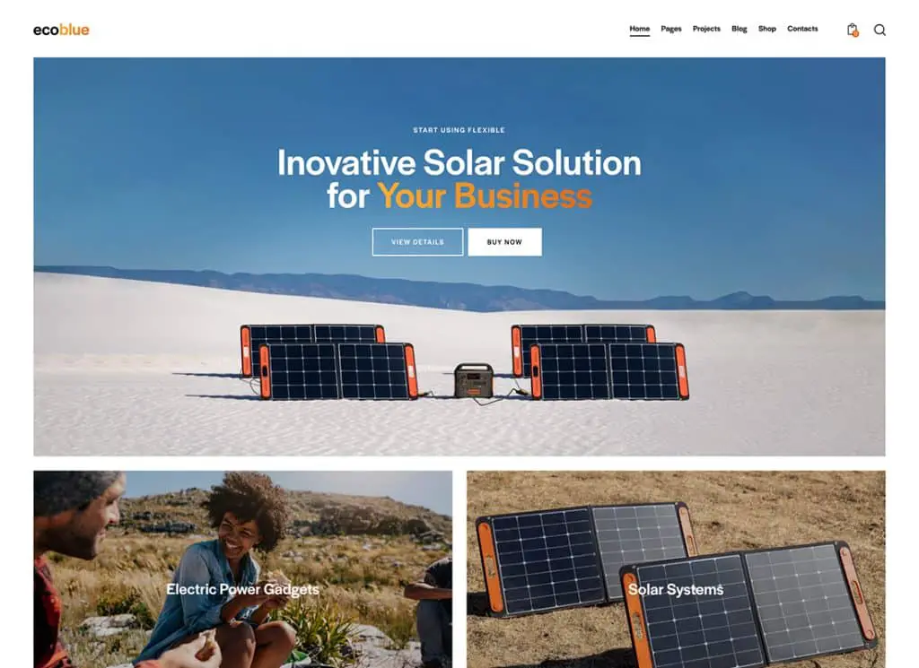 EcoBlue | Thème WordPress pour centrales électriques et kits solaires