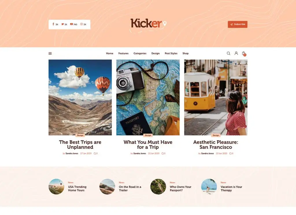 Kicker | Revista blog multifuncțională Tema WordPress + Gutenberg