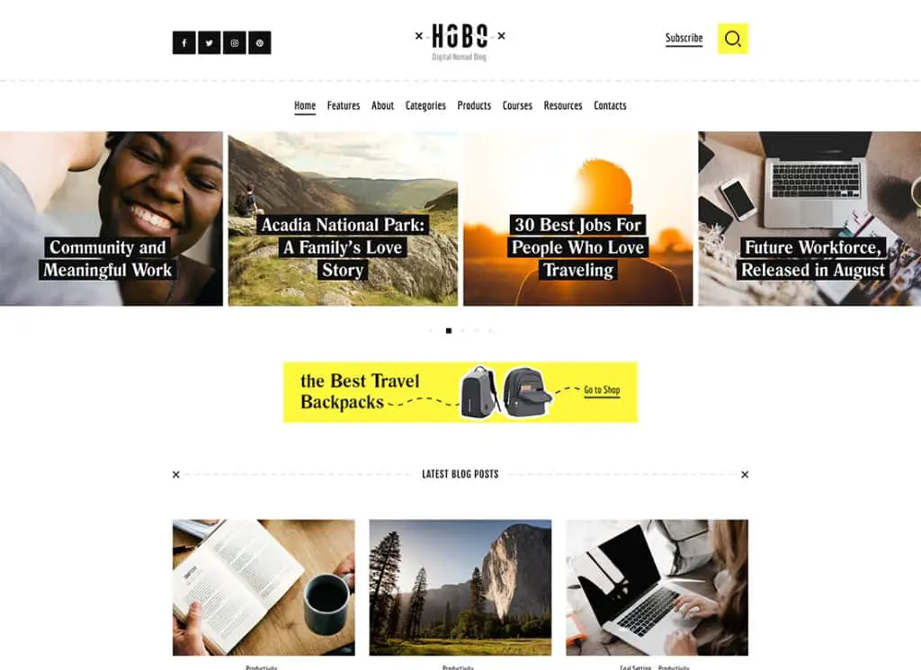 Hobo | Digital Nomad Travel Lifestyle Blog WordPress-Theme