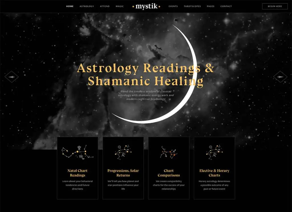 Mystik - Astrologia i horoskop ezoteryczny Wróżby Motyw WordPress