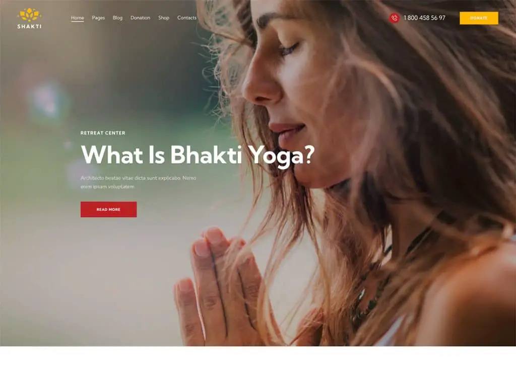 Shakti — тема WordPress для храма и церкви Кришны