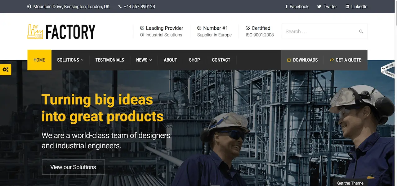 Fabrik – WordPress-Theme für Industrieunternehmen