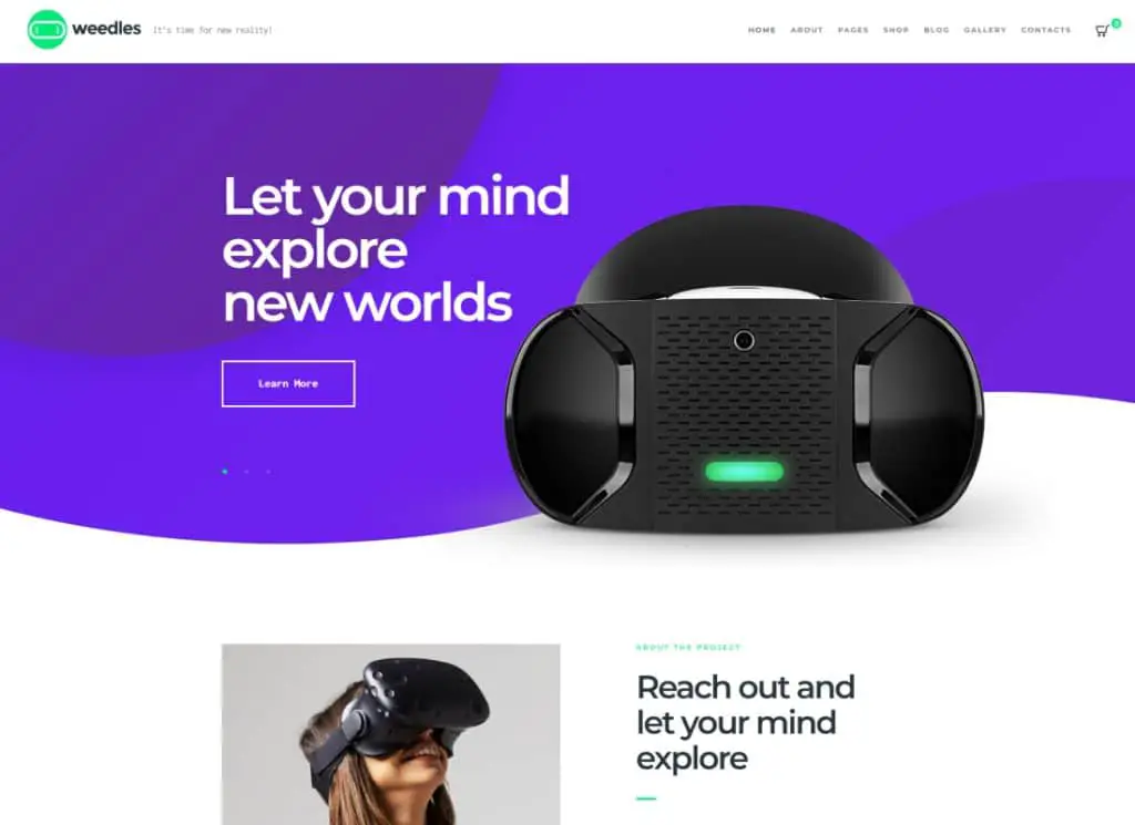 Weedles — целевая страница виртуальной реальности и тема WordPress для магазина