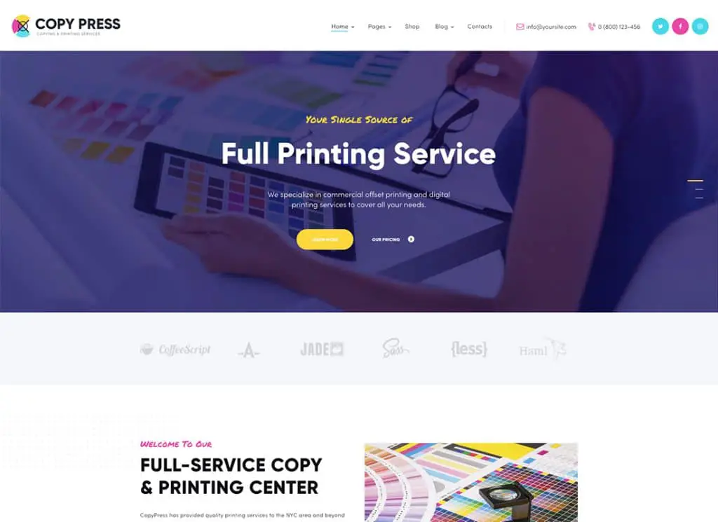 CopyPress - ธีม WordPress ของบริการออกแบบและการพิมพ์