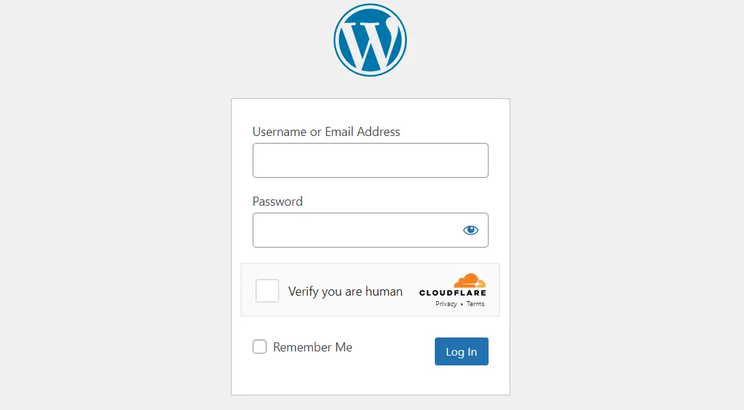 Pintu putar di halaman login WordPress.