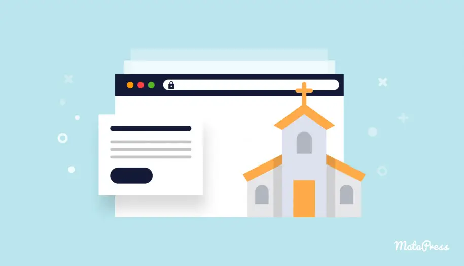 Imagen de los mejores temas de WordPress para iglesias sobre un fondo azul.