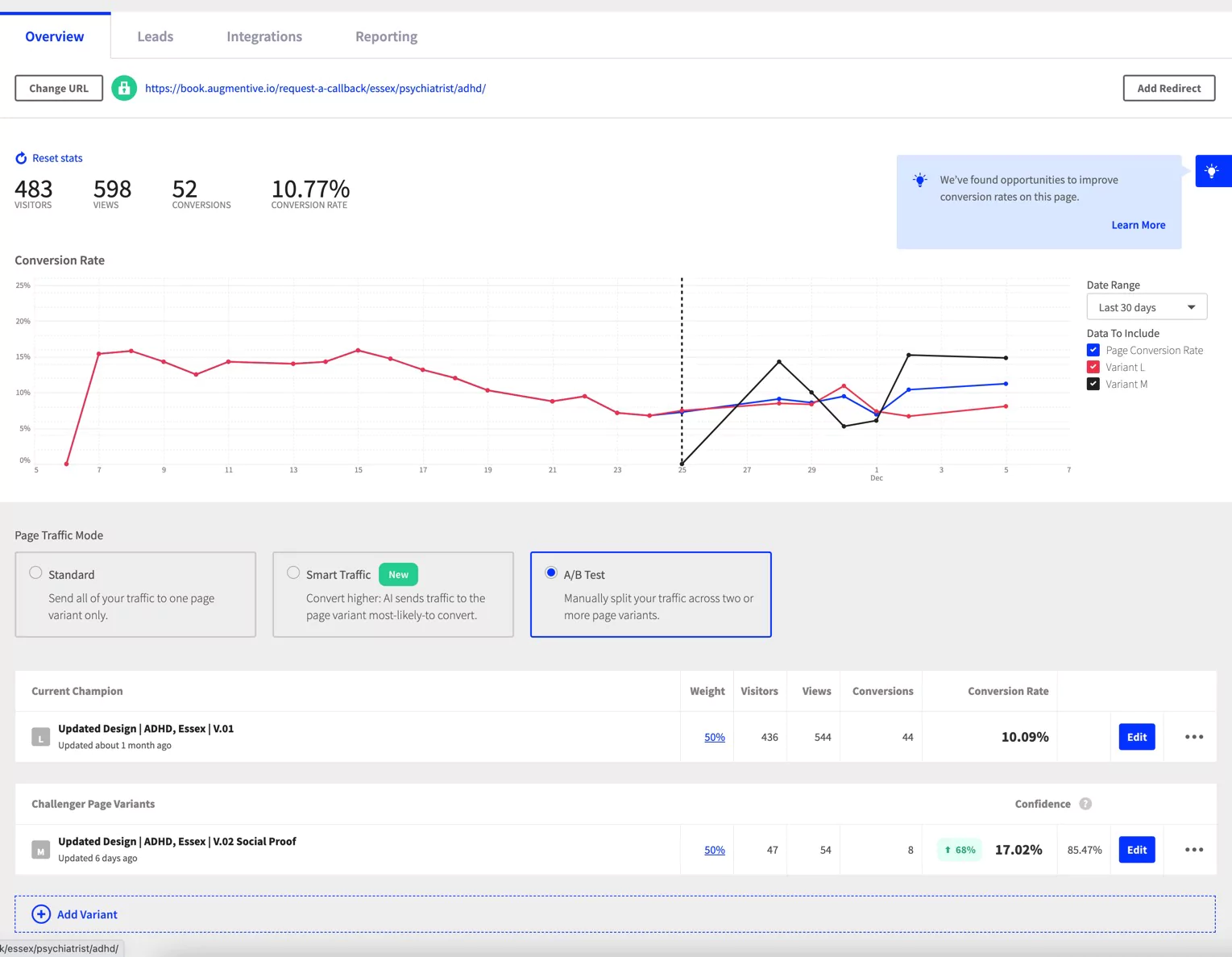 CTA-Statistiken; Durch die Einbindung von Social Proof unter den CTA der Zielseite konnte Augmentive seine Conversion-Rate um 68 % steigern.