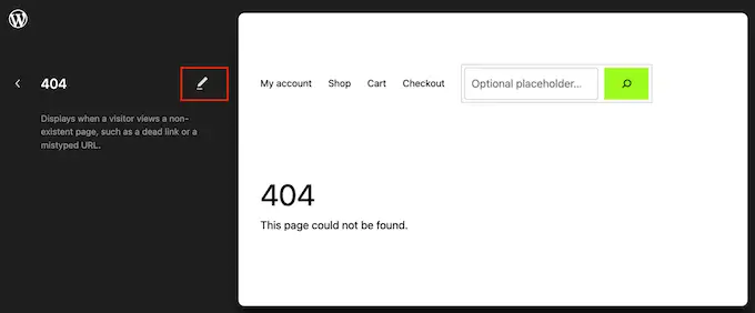 Mengedit template 404 tema WordPress menggunakan editor situs lengkap (FSE)