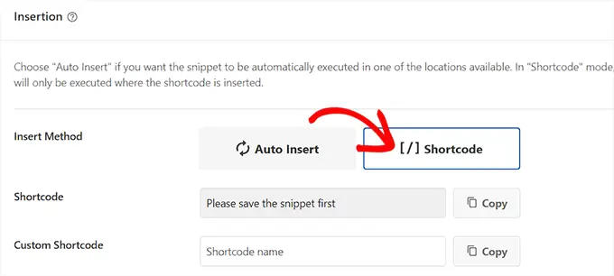 Verwenden Sie die Shortcode-Methode