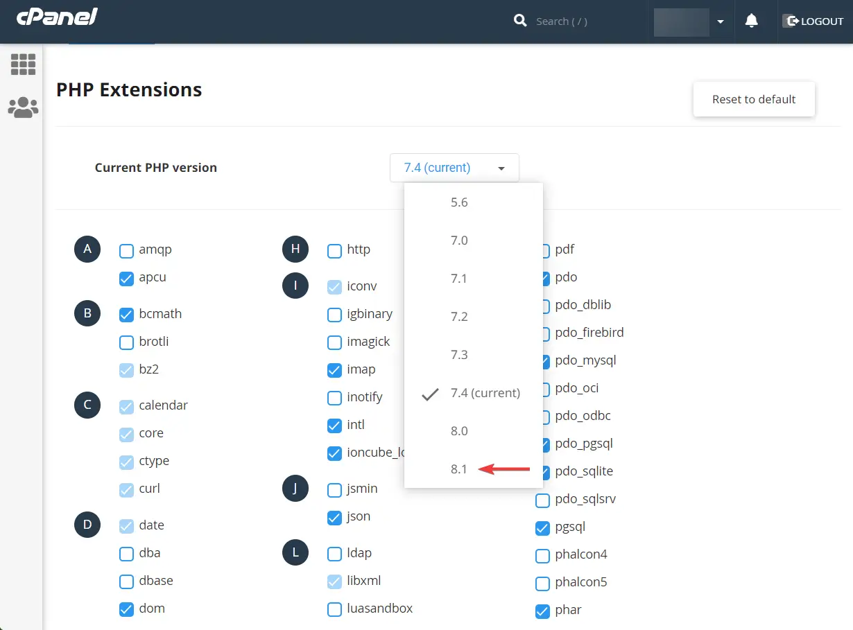 увеличение версии php в cpanel - срок действия ссылки, по которой вы перешли, истек.