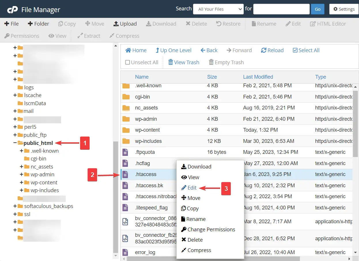 แก้ไขไฟล์ htaccess