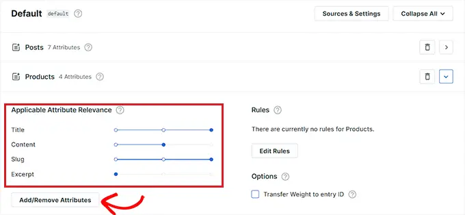 Add weight to search attributes