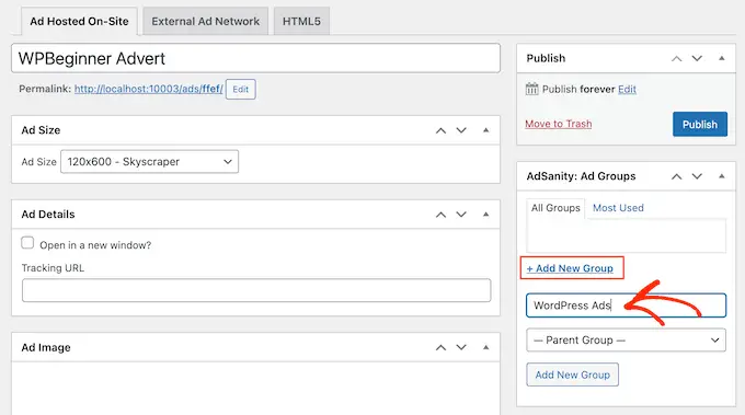 Anzeigengruppen in WordPress erstellen