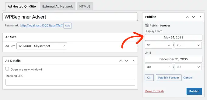 Programación de campañas publicitarias para su sitio web