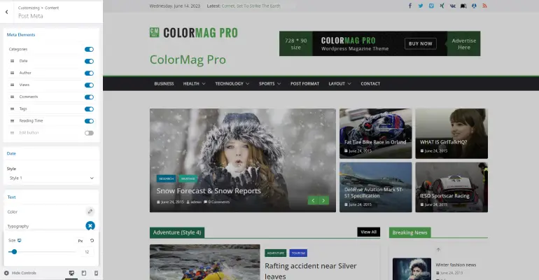 ColorMag 3.0 - التحكم في أداة التخصيص