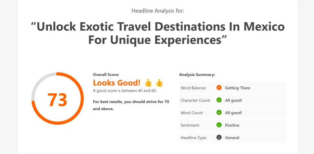 Headline Analyzer score
