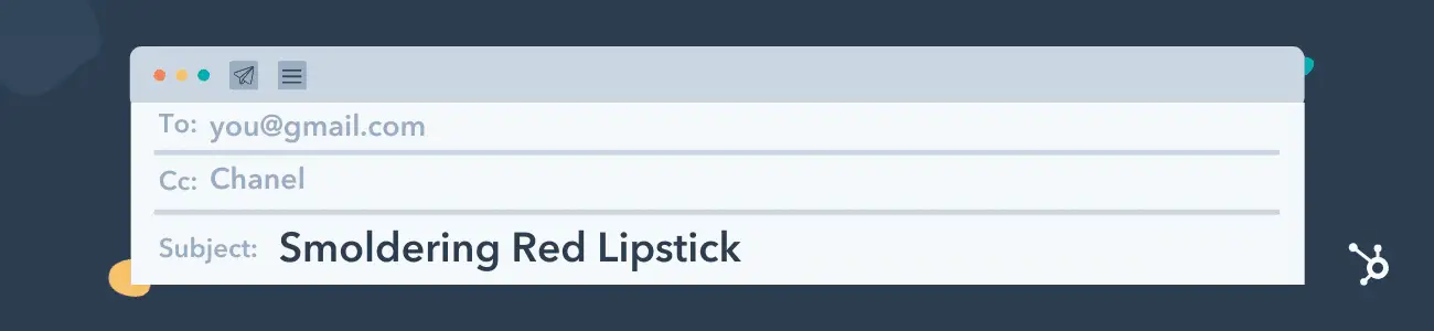 ejemplo de líneas de asunto pegadizas de correo electrónico, lápiz labial rojo ardiente