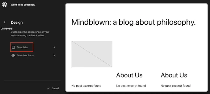 Choosing a block-based template in WordPress