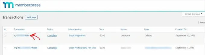 Viewing the MemberPress Transactions List