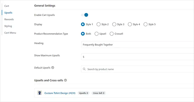 Additional cart settings