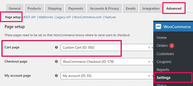 Use custom cart page