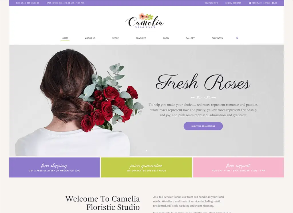 Camelia - Motyw WordPress dla kwiaciarni Floral Studio