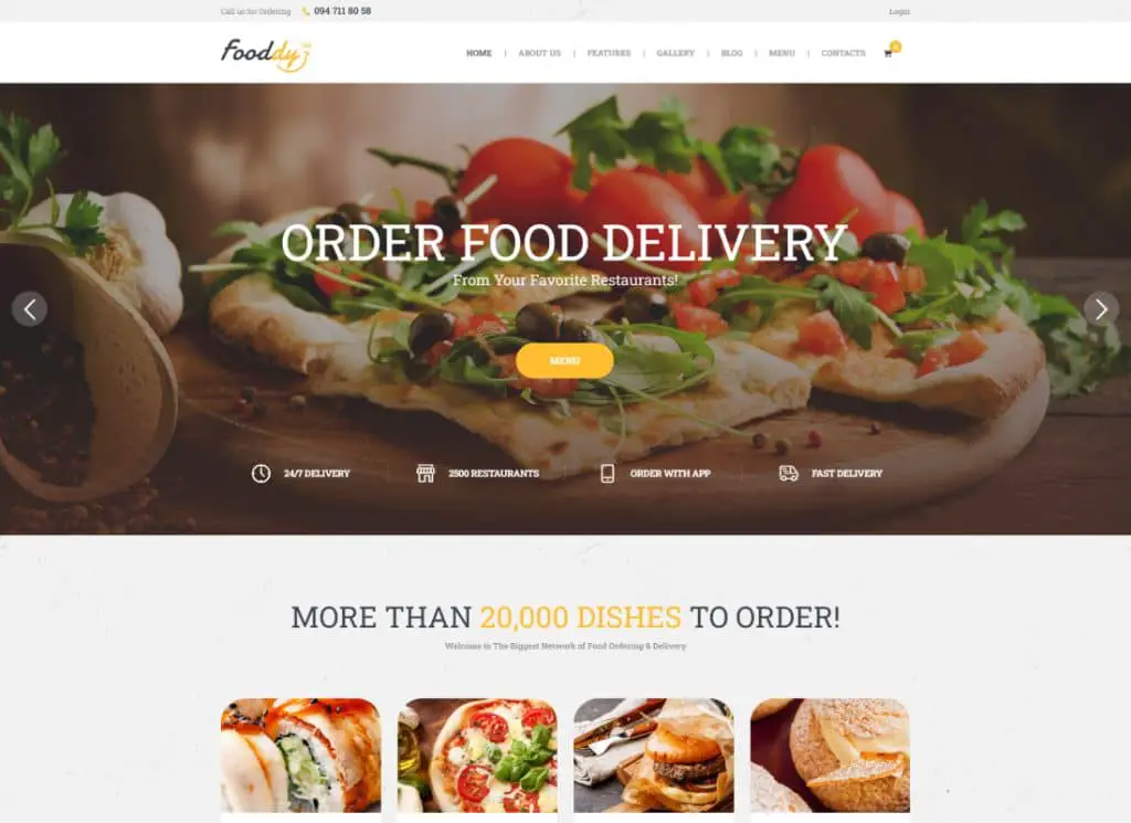 Fooddy 24/7 - Temă WordPress pentru comandă și livrare de alimente