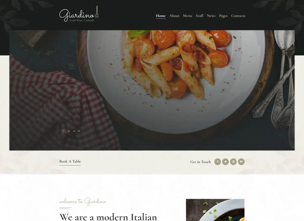 Giardino - Tema WordPress pentru restaurante și cafenele italiene