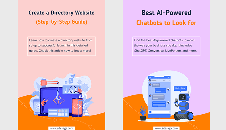 ตัวอย่างพินของ SiteSaga - ใช้ Pinterest เพื่อกระตุ้นการเข้าชมเว็บไซต์ของคุณ