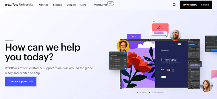 Webflow-Kundensupportseite