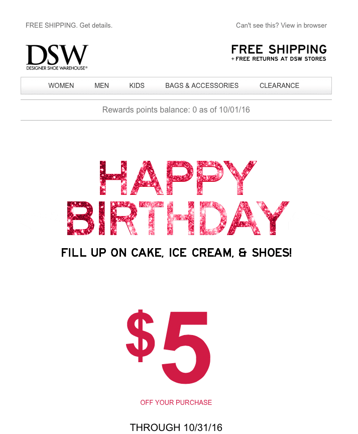 Birthday Discount Example 