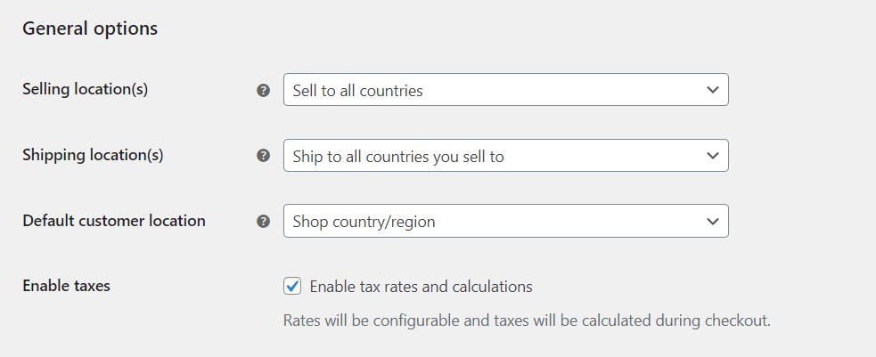 Impostazioni generali di WooCommerce