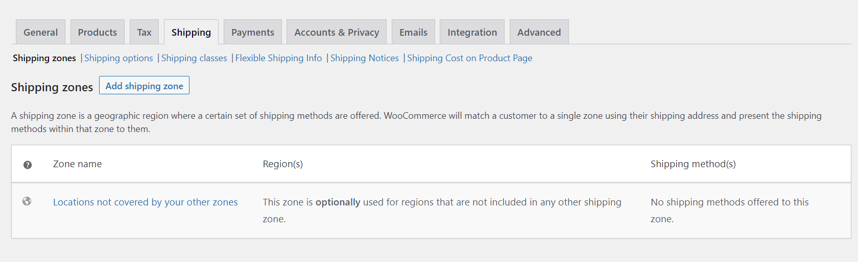 Zone di spedizione di WooCommerce