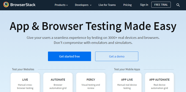 BrowserStack デバイス エミュレーター