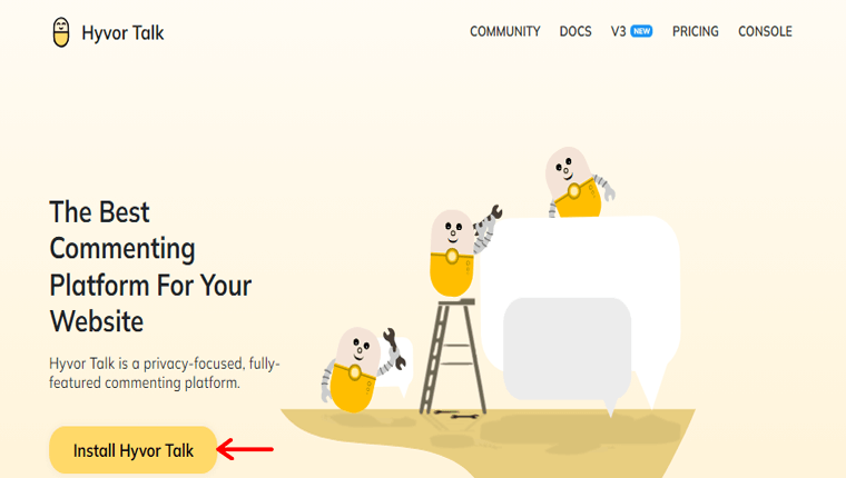 Haga clic en Instalar Hyvor Talk
