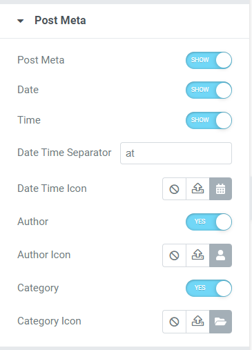 Publicar la sección Meta en la pestaña de contenido del widget PowerPack Content Ticker