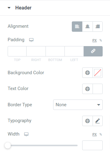 Section d'en-tête dans l'onglet style du widget PowerPack Content Ticker