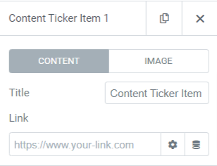 Раздел Ticker Items на вкладке содержимого виджета PowerPack Content Ticker