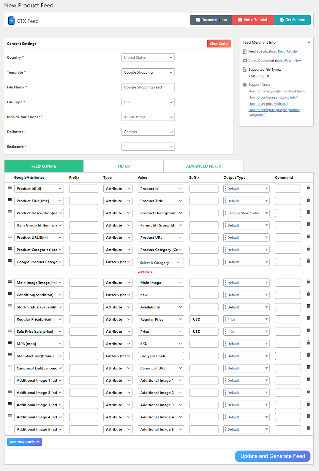 Atributele fluxului de produse WooCommerce