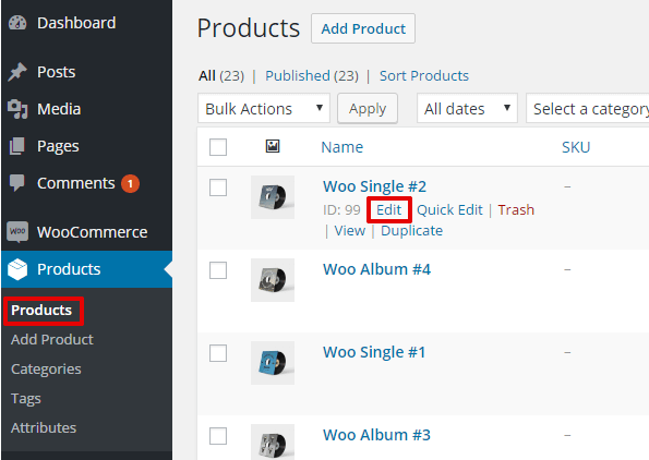 Editar productos de WooCommerce