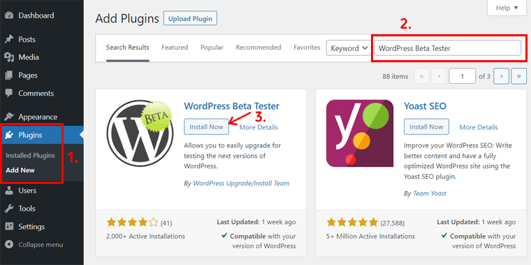 Adăugați un nou plugin pentru versiunea beta WordPress