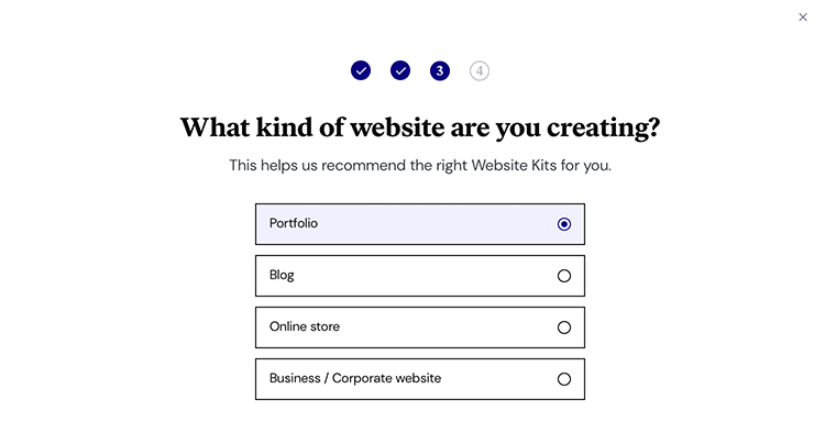 ウェブサイトのタイプを選択してください