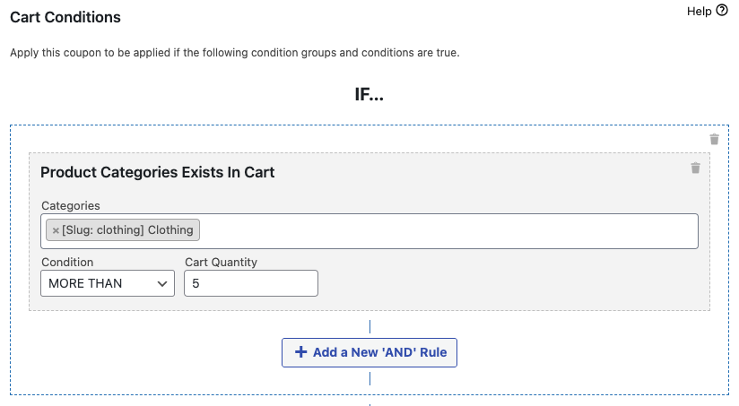 Setting up the cart condition