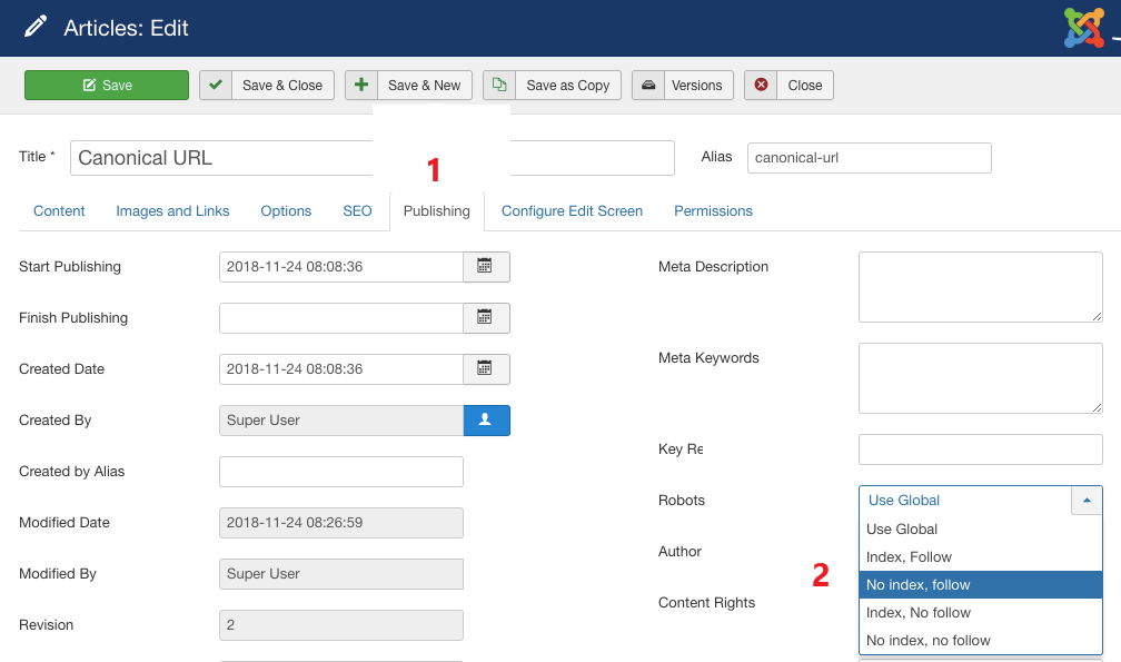 Rozwiąż zduplikowaną treść w Joomla 2