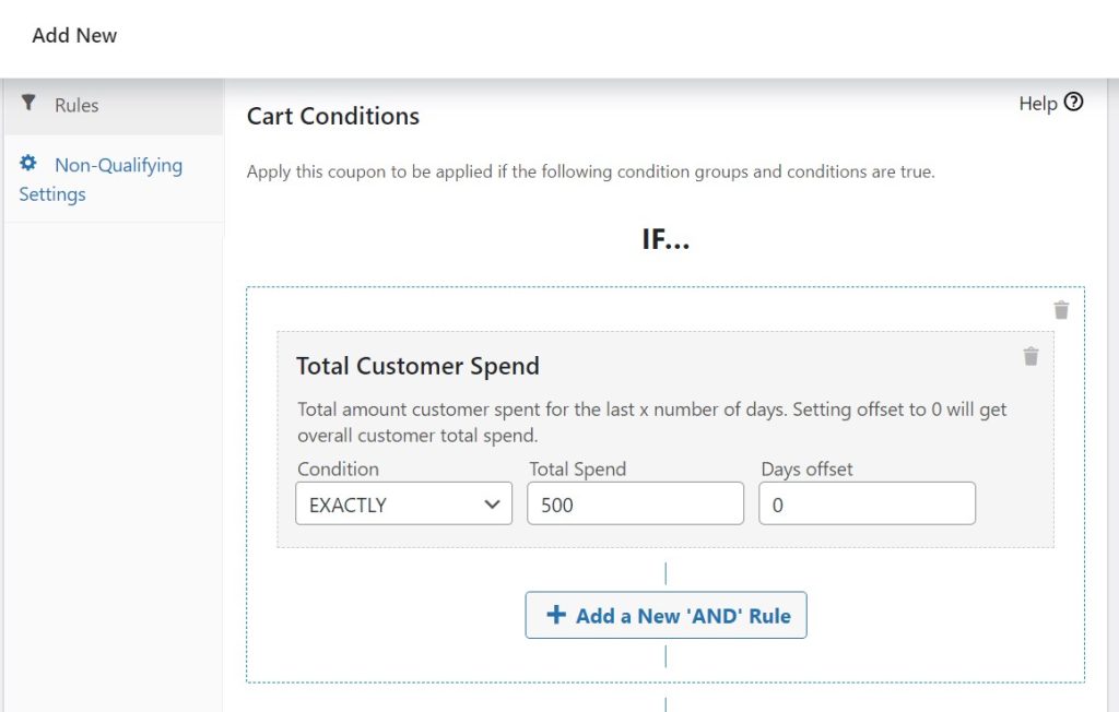 Total customer spend rule.