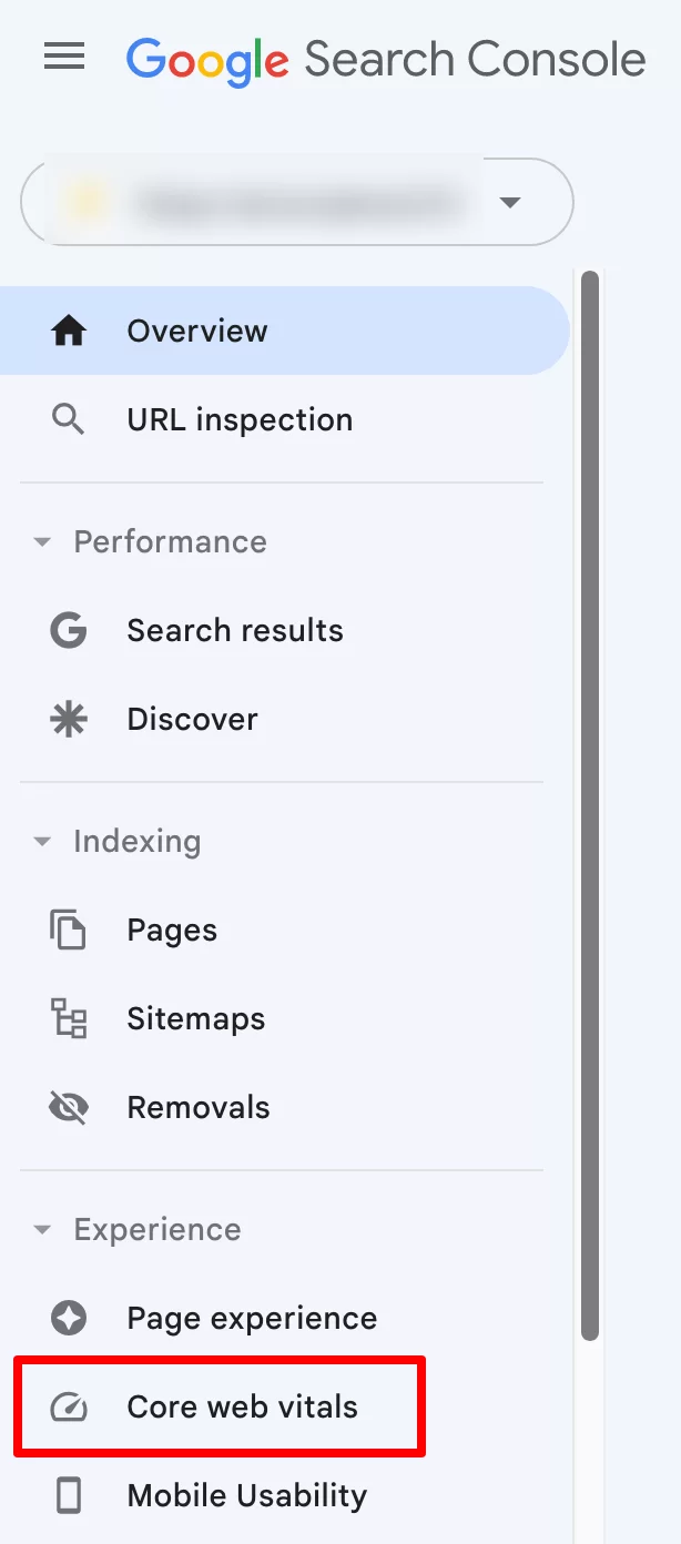 Вкладка Core Web Vitals в Google Search Console.