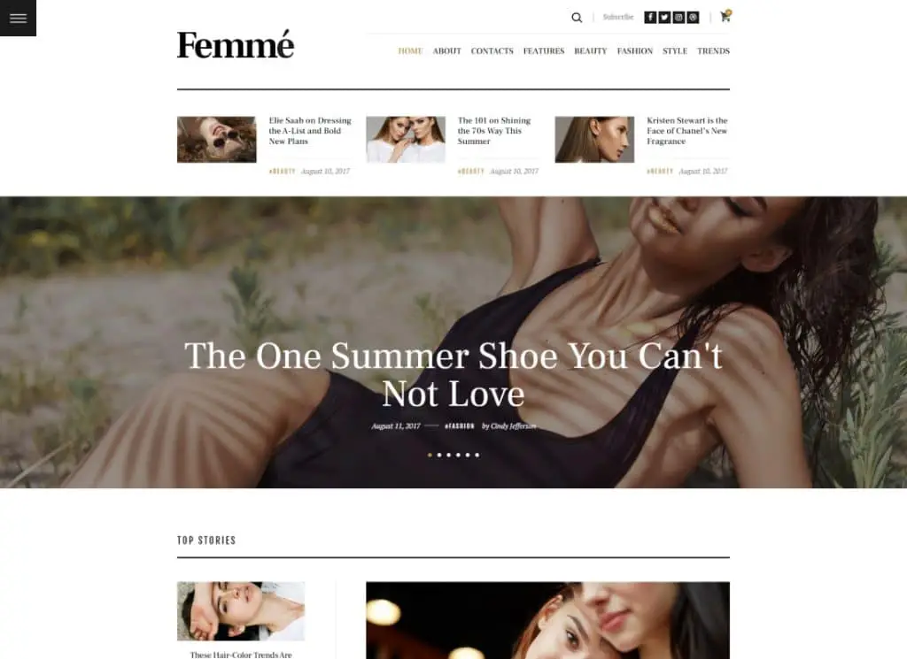 Femme - Çevrimiçi Dergi ve Moda Blogu WordPress Teması