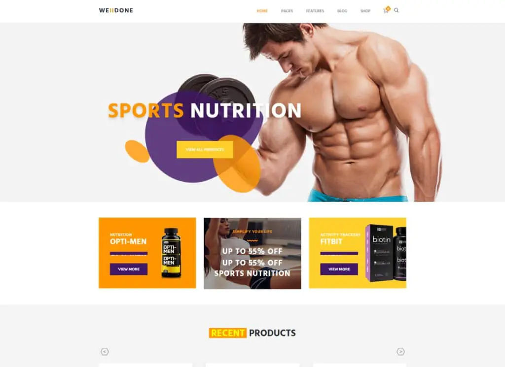 Welldone - Tema WordPress pentru magazin de nutriție și suplimente pentru sport și fitness