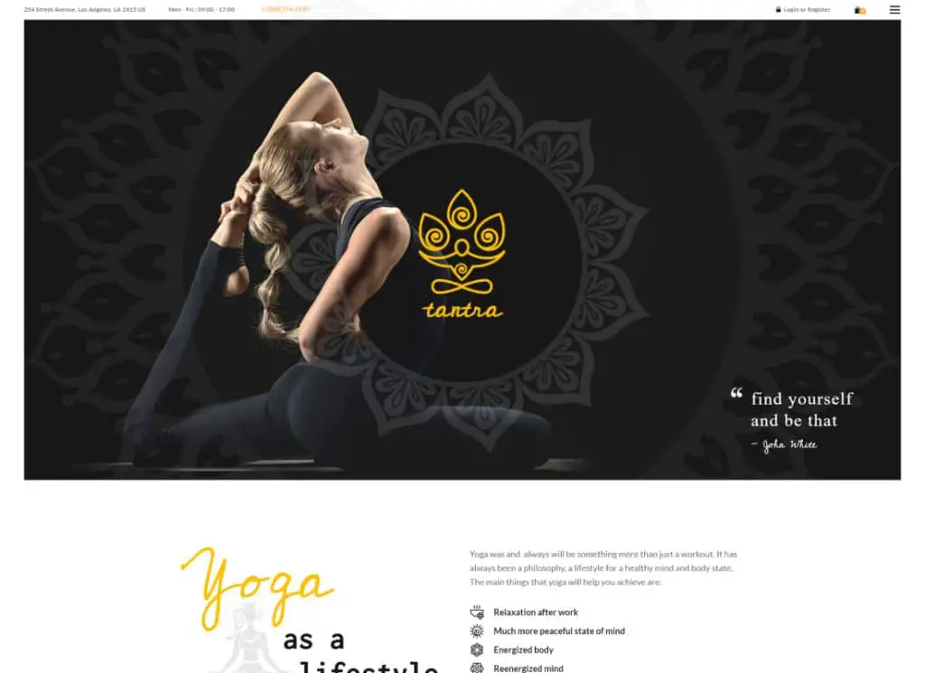 Tantra - Yoga Studio și Fitness Club Tema WordPress