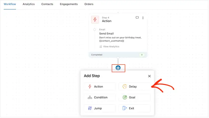 Adding a delay to an automated marketing email sequence